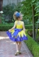 Yellow and Royal Blue Lace Flower Girl Dress   